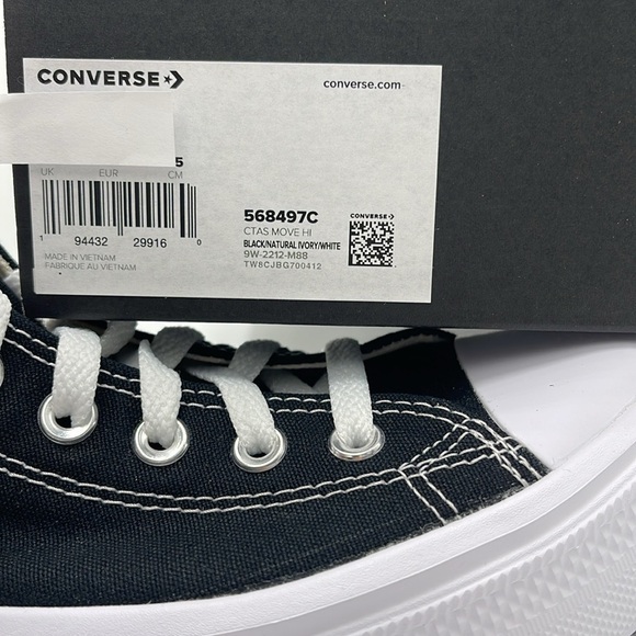 Converse WMNS CTAS MOVE HI
BLACK/NATURAL IVORY/WHITE 568497C Platforms Sneakers - Picture 14 of 16